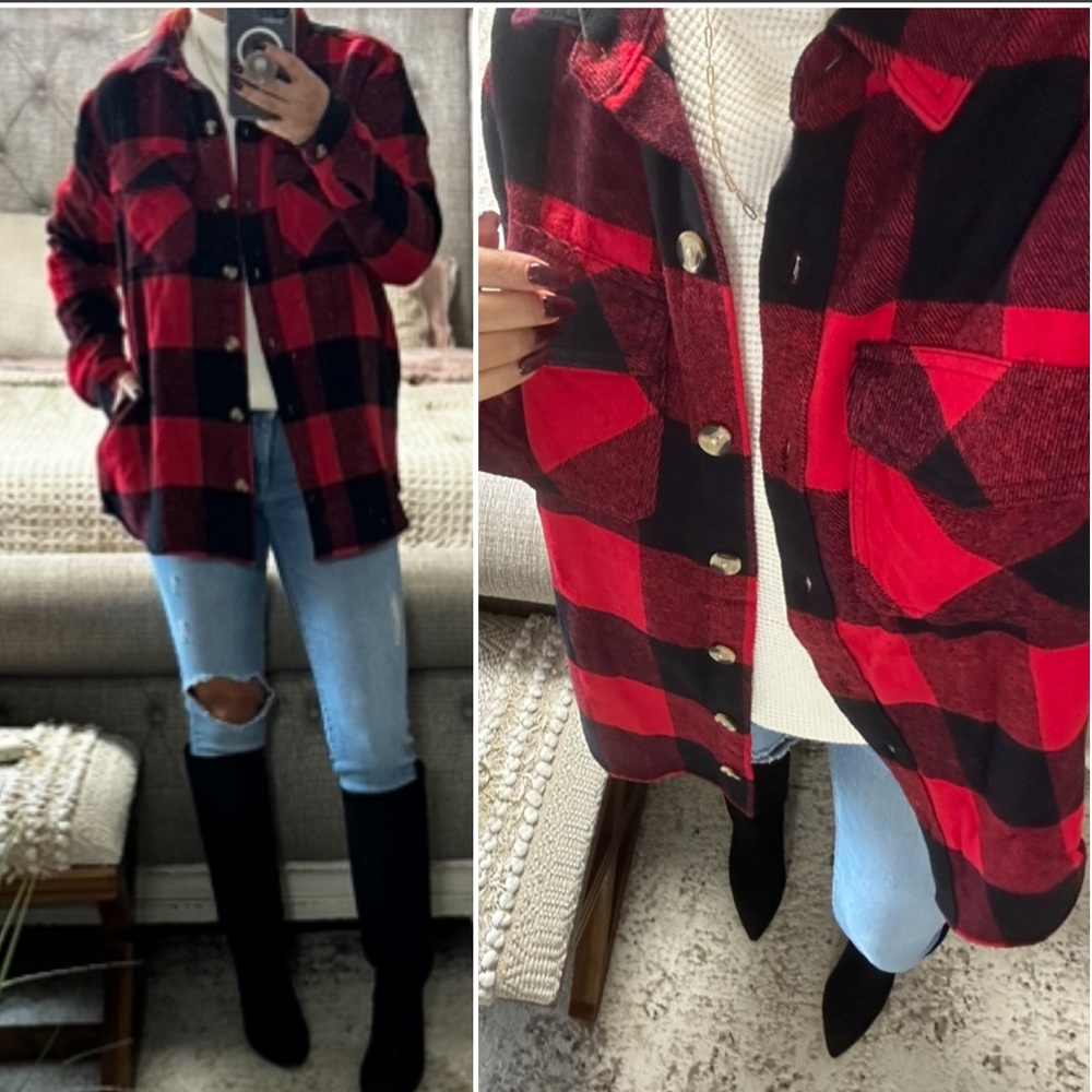 MY NEW FAVORITE ❤️Buffalo Red plaid shacket - Picture 8 of 13